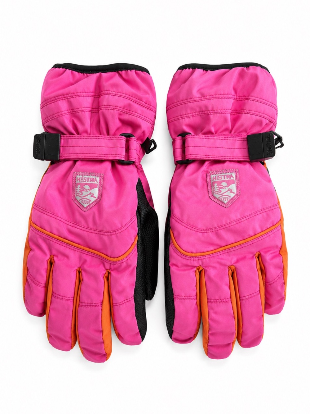 Hestra Junior Waterproof Primaloft Ski Gloves Pink Orange Girls Size 7
